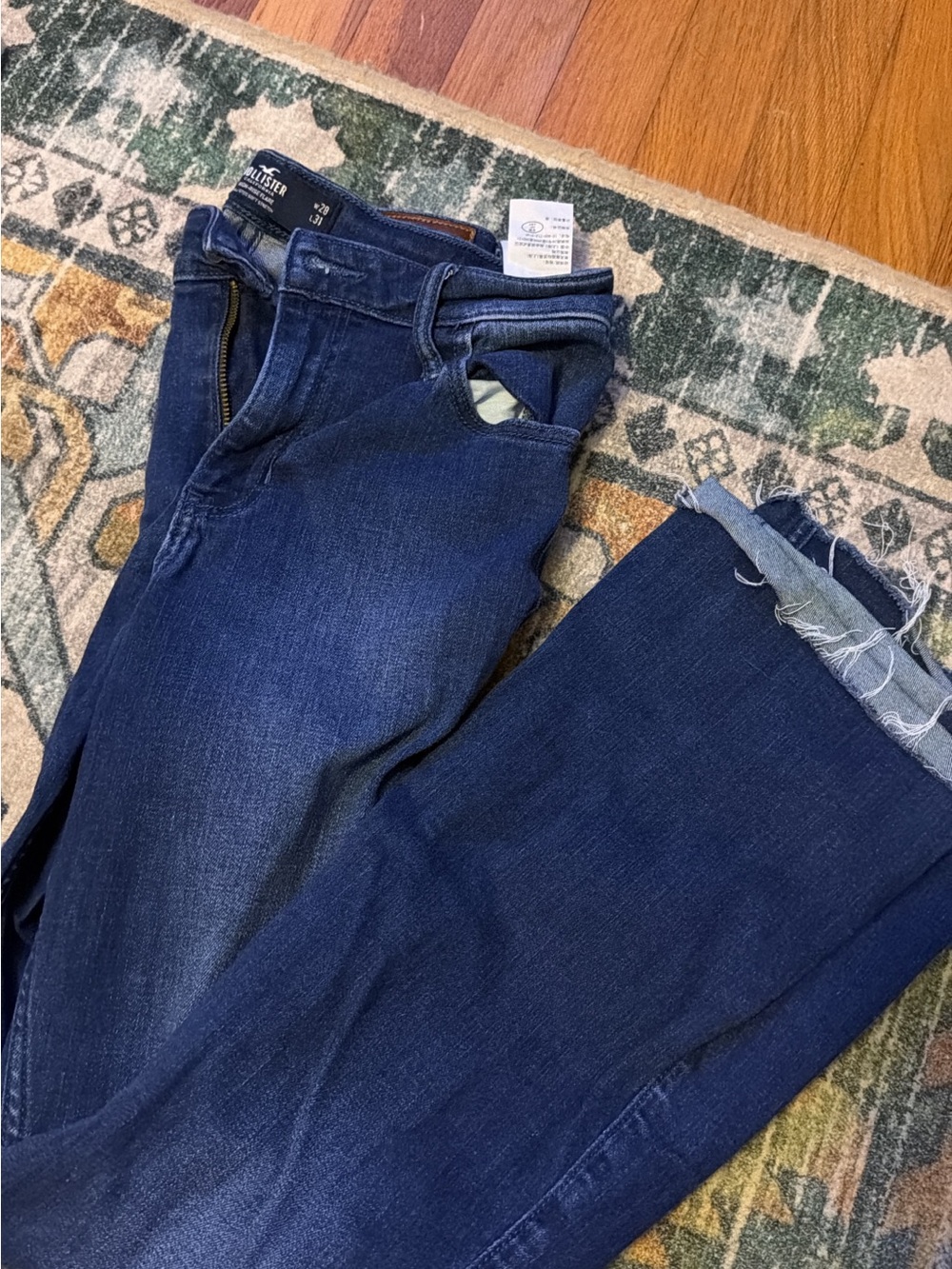 Hollister Indigo High-Rise Raw Hem Jeans